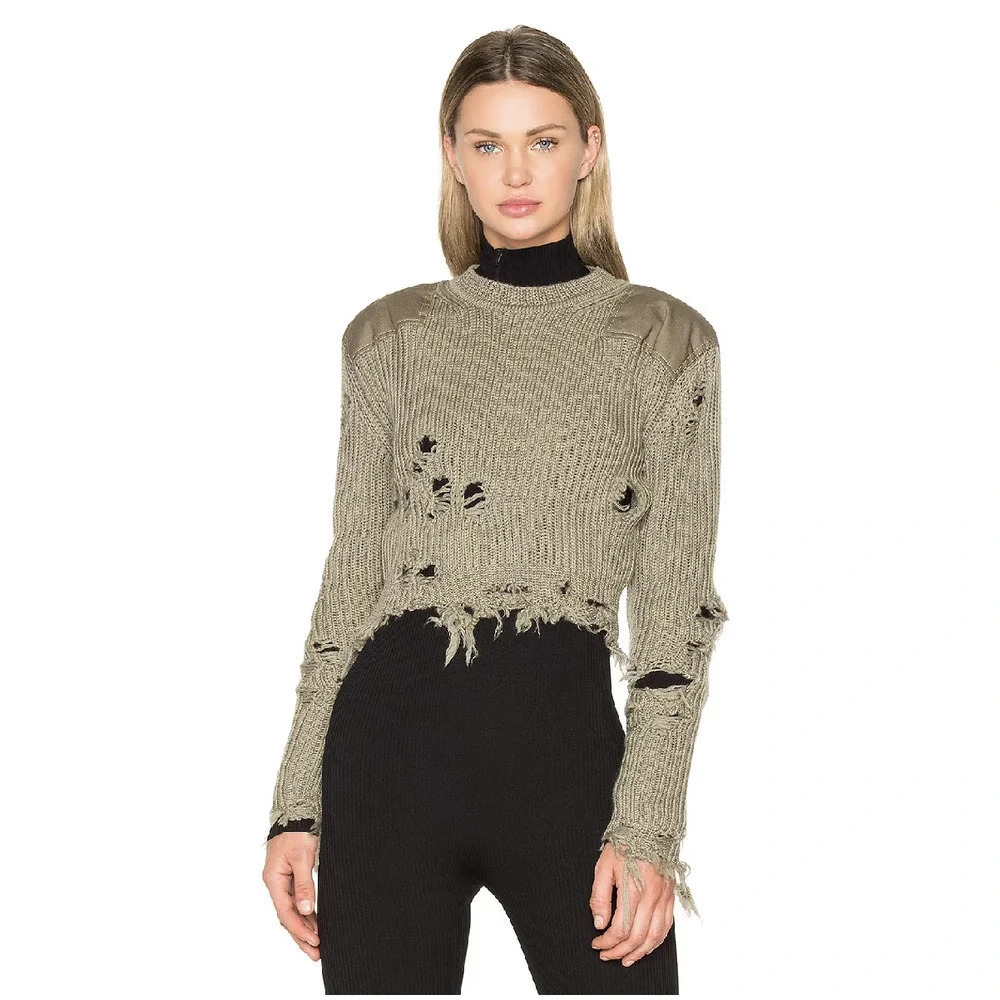 Yeezy Season 3 Destroyed Cropped Patch Sweater Forest